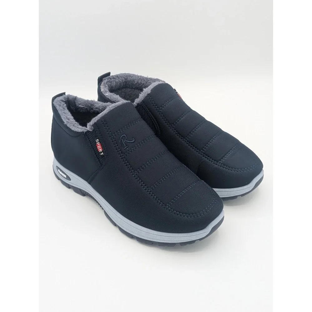 Unbranded Nylon Puffer Booties Size 10 Navy Blue Faux Fur Lined Winter Shoes